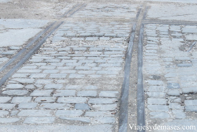 Rieles de tranvía en desuso, Budapest