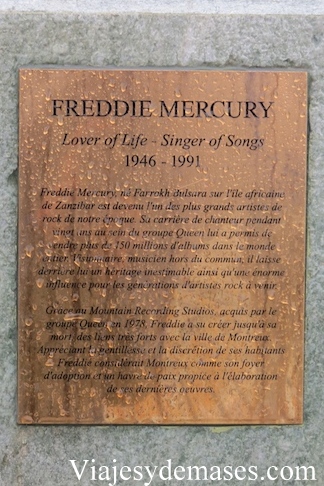 Placa de escultura de Freddie Mercury en Montreux, Suiza
